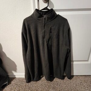 Ducks Unlimited Mens XL Fleece Pullover Quarter Zip Mock Neck Olive Green